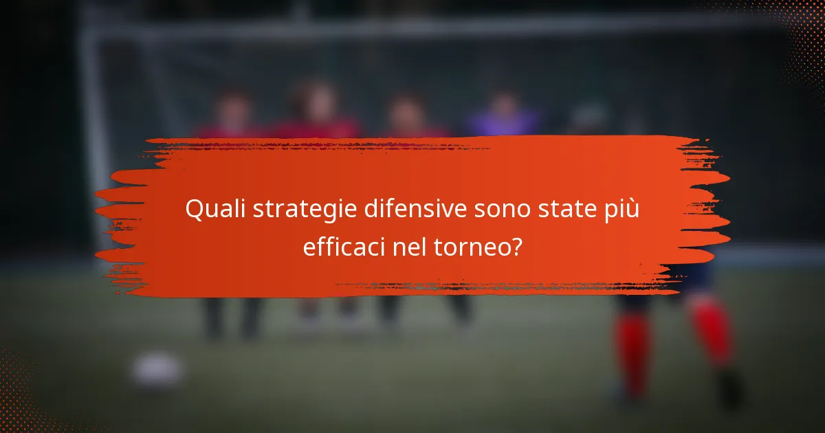 Quali strategie difensive sono state più efficaci nel torneo?
